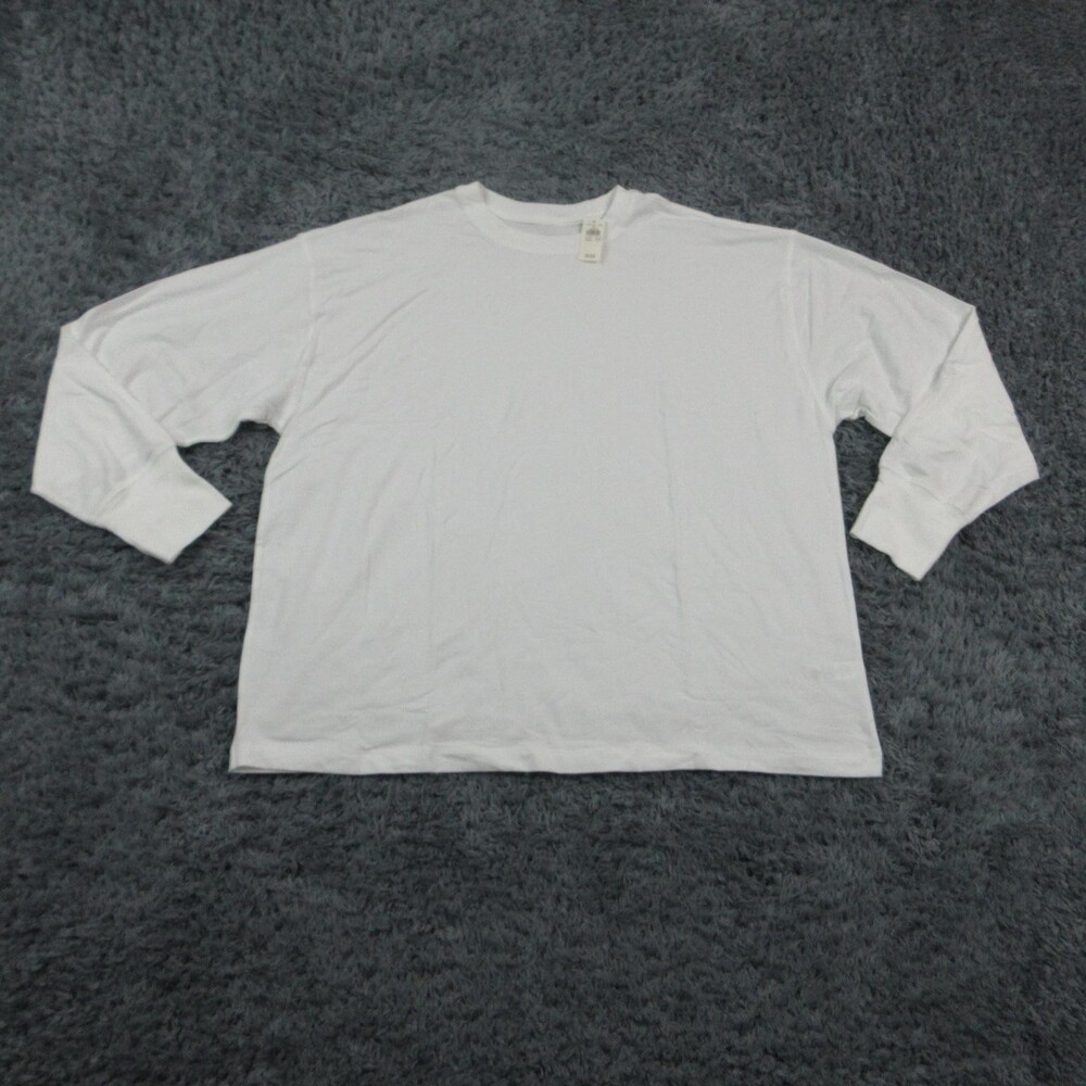 OFFLINE By Aerie Shirt Womens Medium White Long Sleeve Crew Neck Relaxed NWT